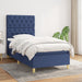 Pat box spring cu saltea, albastru, 80x200 cm, textil - WALTI WALTI