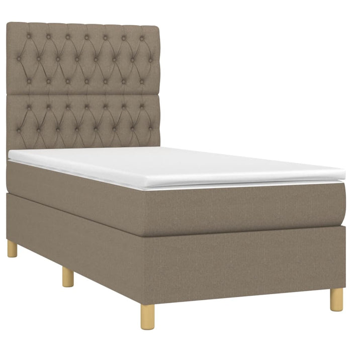 Pat box spring cu saltea, gri taupe, 90x190 cm, textil - WALTI WALTI