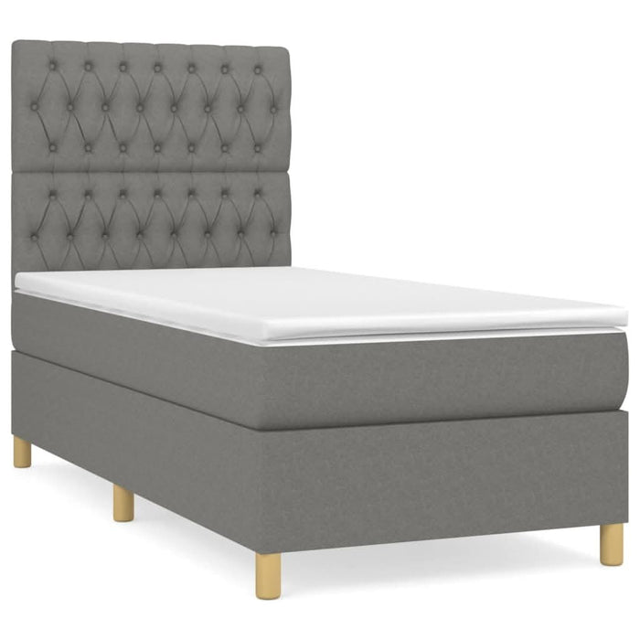 Pat box spring cu saltea, gri închis, 90x200 cm, textil - WALTI WALTI