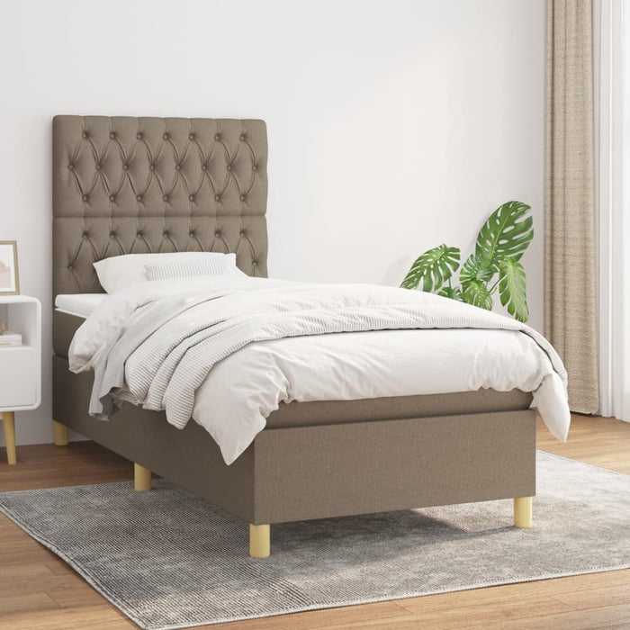 Pat box spring cu saltea, gri taupe, 90x200 cm, textil - WALTI WALTI