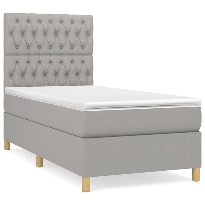 Pat box spring cu saltea, gri deschis, 100x200 cm, textil - WALTI WALTI
