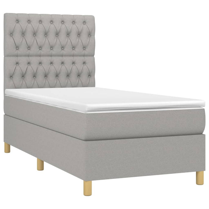 Pat box spring cu saltea, gri deschis, 100x200 cm, textil - WALTI WALTI