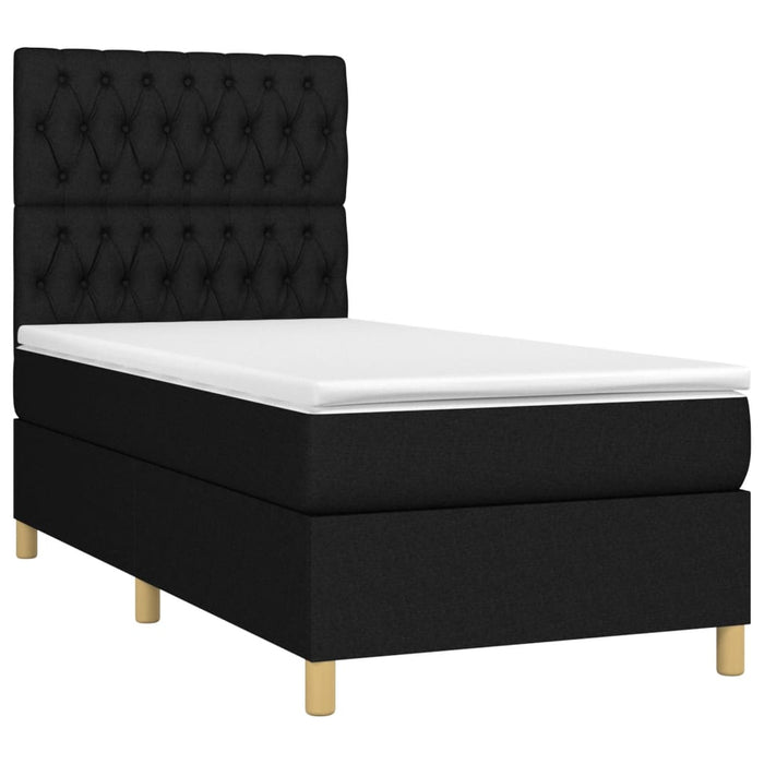 Pat box spring cu saltea, negru, 100x200 cm, textil - WALTI WALTI