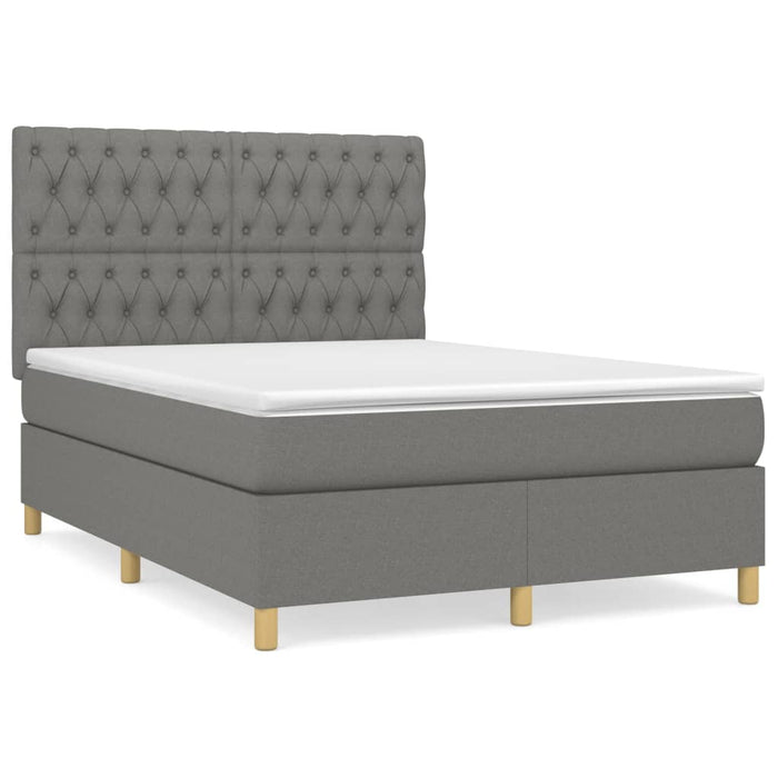 Pat box spring cu saltea, gri închis, 140x200 cm, textil - WALTI WALTI