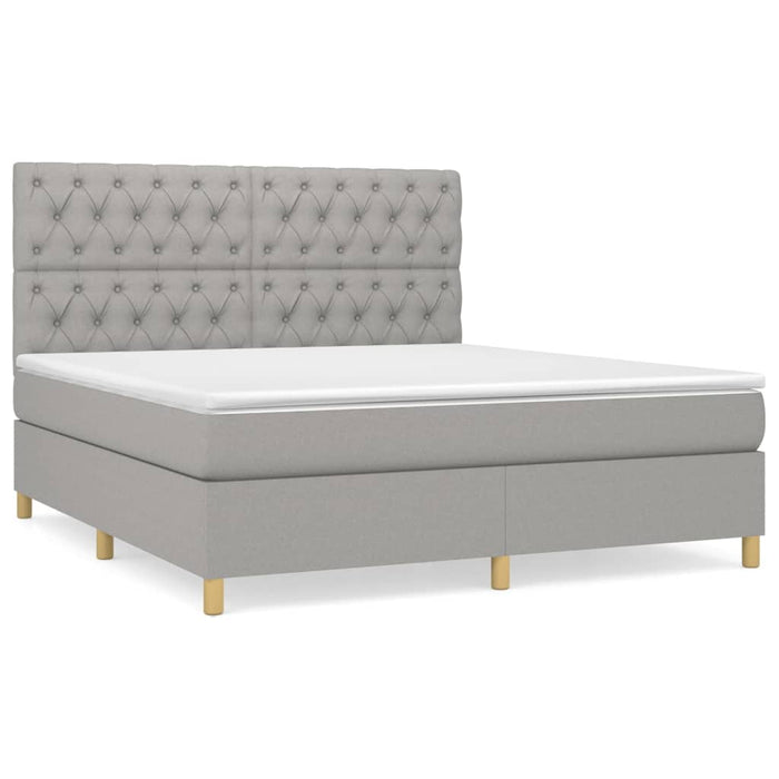 Pat continental cu saltea, gri deschis, 160x200 cm, textil WALTI