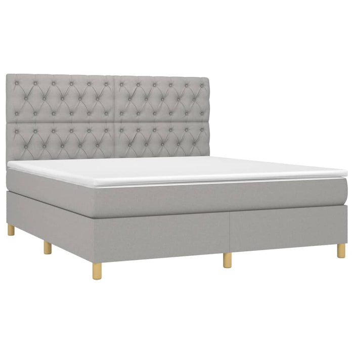 Pat continental cu saltea, gri deschis, 160x200 cm, textil WALTI