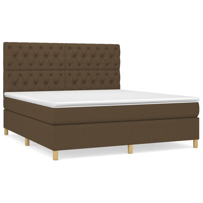 Pat box spring cu saltea, maro închis, 160x200 cm, textil WALTI
