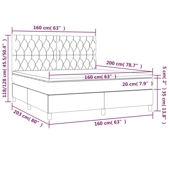 Pat box spring cu saltea, maro închis, 160x200 cm, textil WALTI