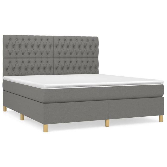 Pat box spring cu saltea, gri închis, 180x200 cm, textil - WALTI WALTI