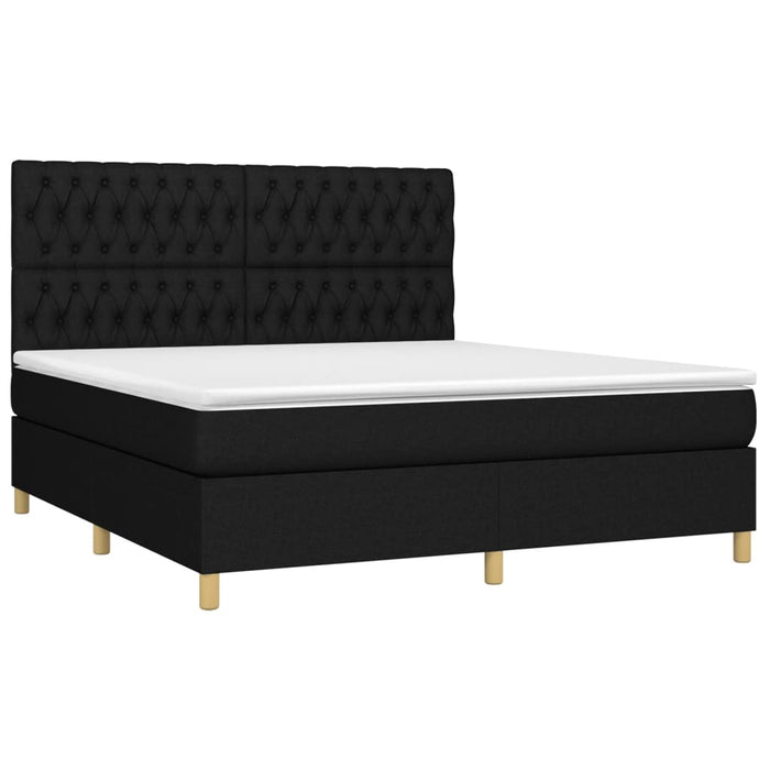Pat box spring cu saltea, negru, 180x200 cm, catifea - WALTI WALTI
