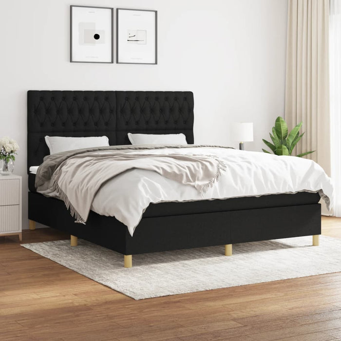 Pat box spring cu saltea, negru, 180x200 cm, catifea - WALTI WALTI