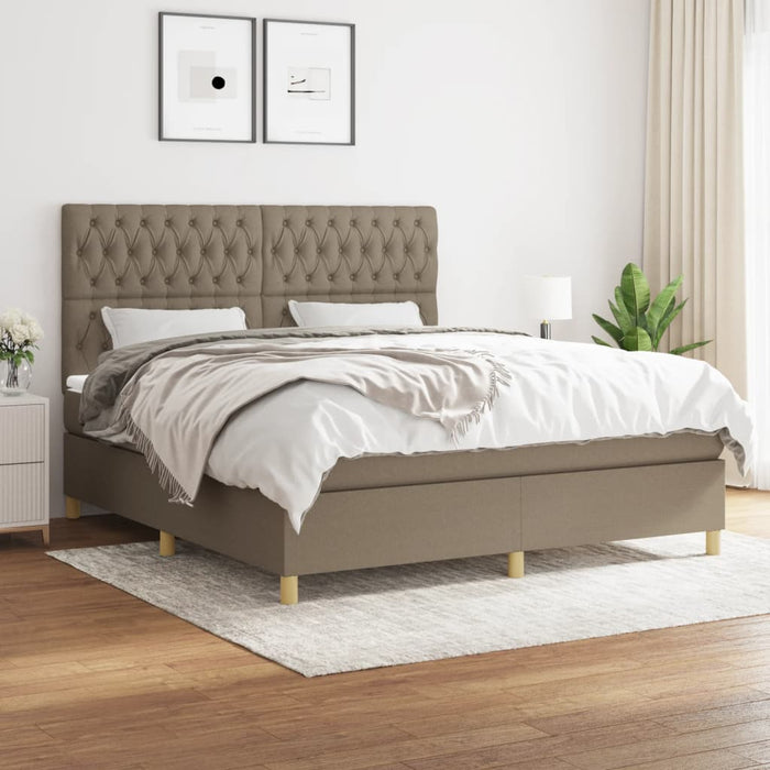 Pat continental cu saltea, gri taupe, 180x200 cm, textil - WALTI WALTI