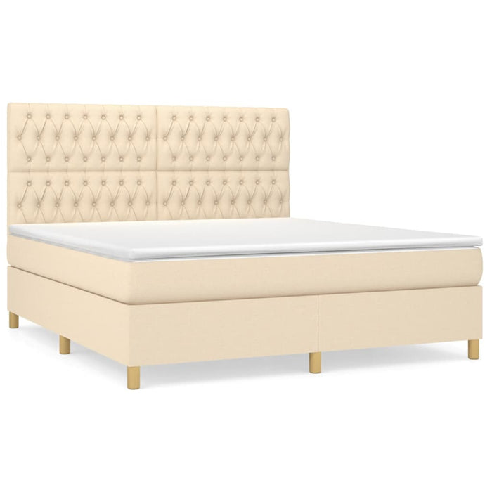 Pat continental cu saltea, crem, 180x200 cm, textil WALTI