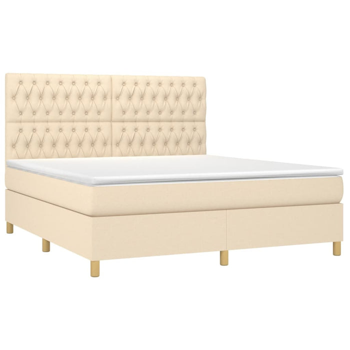 Pat continental cu saltea, crem, 180x200 cm, textil WALTI