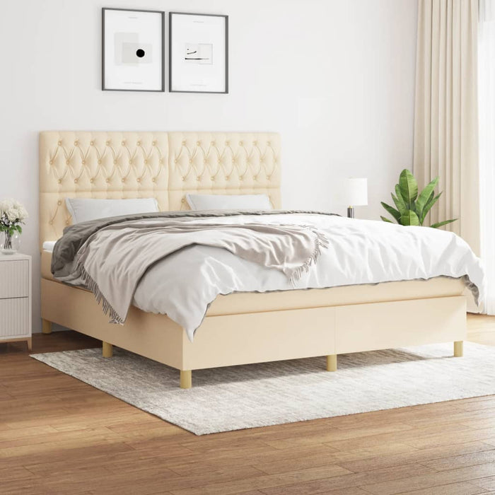 Pat continental cu saltea, crem, 180x200 cm, textil WALTI