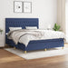 Pat box spring cu saltea, albastru, 180x200 cm, material textil - WALTI WALTI