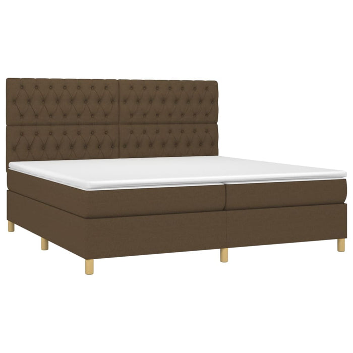 Pat box spring cu saltea, maro închis, 200x200 cm, textil - WALTI WALTI