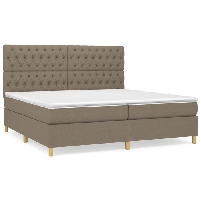 Pat box spring cu saltea, gri taupe, 200x200 cm, textil - WALTI WALTI