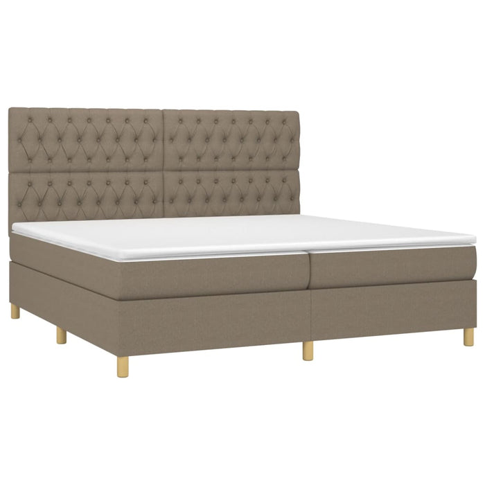 Pat box spring cu saltea, gri taupe, 200x200 cm, textil - WALTI WALTI