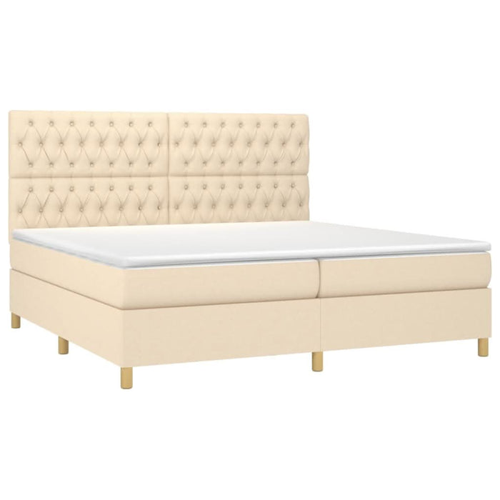 Pat box spring cu saltea, crem, 200x200 cm, textil - WALTI WALTI