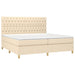 Pat box spring cu saltea, crem, 200x200 cm, textil - WALTI WALTI