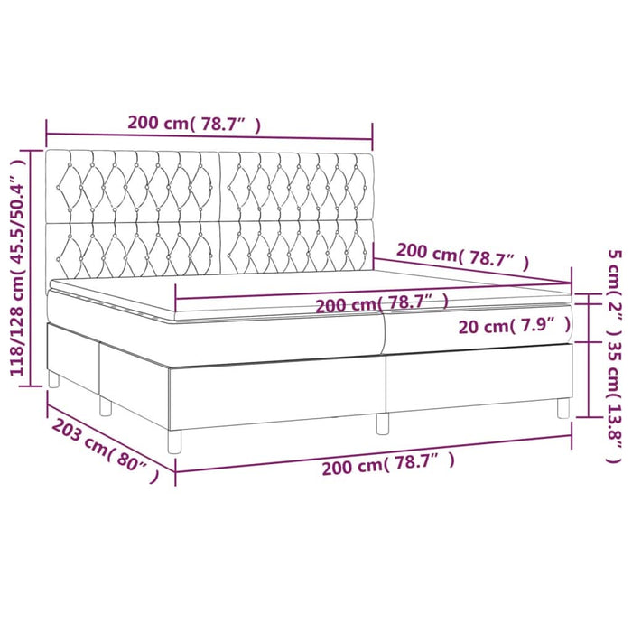 Pat box spring cu saltea, crem, 200x200 cm, textil - WALTI WALTI