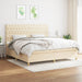 Pat box spring cu saltea, crem, 200x200 cm, textil - WALTI WALTI