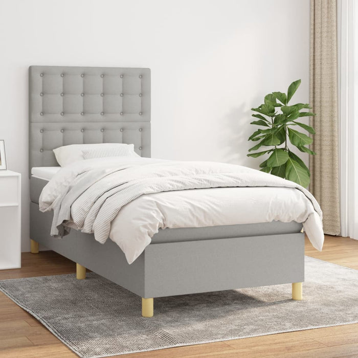 Pat continental cu saltea, gri deschis, 80x200 cm, textil - WALTI WALTI