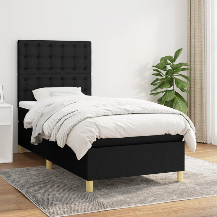 Pat box spring cu saltea, negru, 80x200 cm, textil - WALTI WALTI