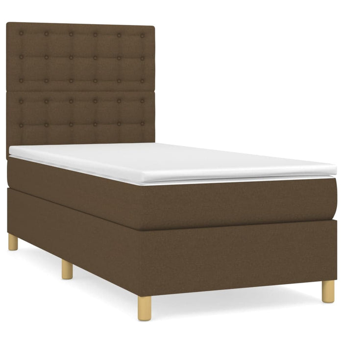 Pat box spring cu saltea, maro închis, 80x200 cm, textil WALTI