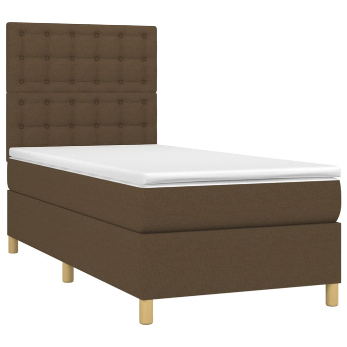 Pat box spring cu saltea, maro închis, 80x200 cm, textil WALTI