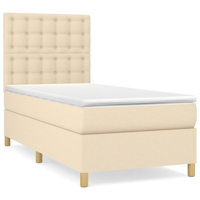 Pat box spring cu saltea, crem, 80x200 cm, textil - WALTI WALTI