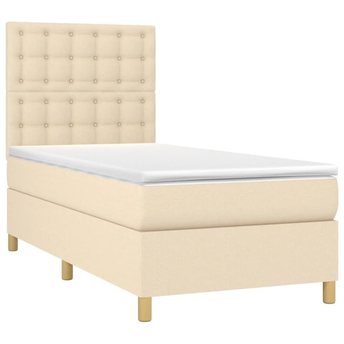 Pat box spring cu saltea, crem, 80x200 cm, textil - WALTI WALTI