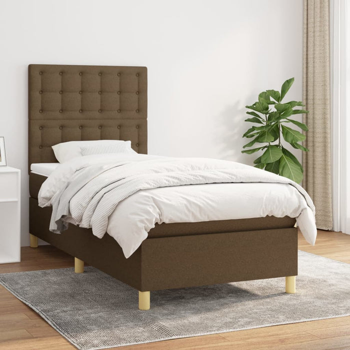 Pat box spring cu saltea, maro închis, 90x190 cm, textil - WALTI WALTI
