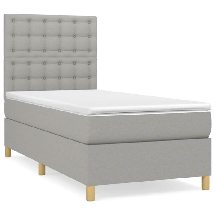 Pat box spring cu saltea, gri deschis, 90x200 cm, textil - WALTI WALTI