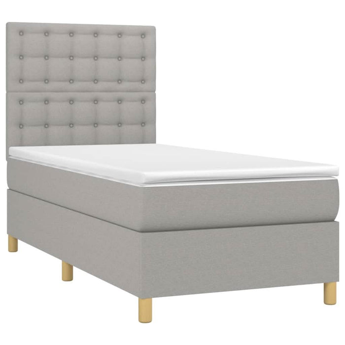 Pat box spring cu saltea, gri deschis, 90x200 cm, textil - WALTI WALTI