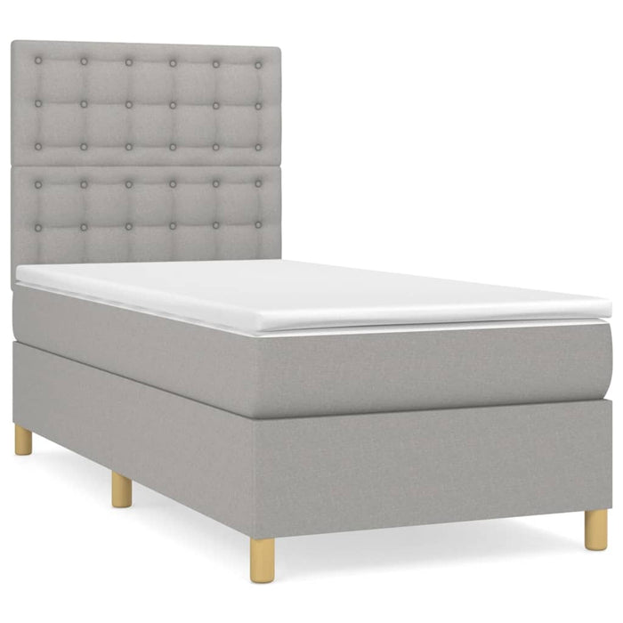 Pat box spring cu saltea, gri deschis, 100x200 cm, textil - WALTI WALTI