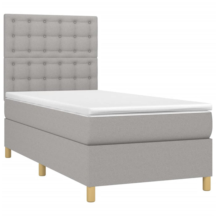 Pat box spring cu saltea, gri deschis, 100x200 cm, textil - WALTI WALTI