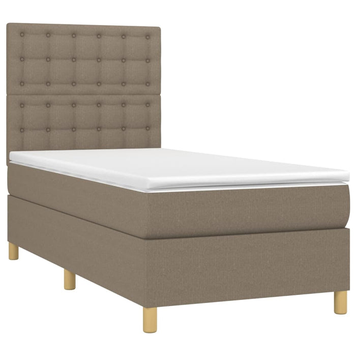 Pat box spring cu saltea, gri taupe, 100x200 cm, textil - WALTI WALTI