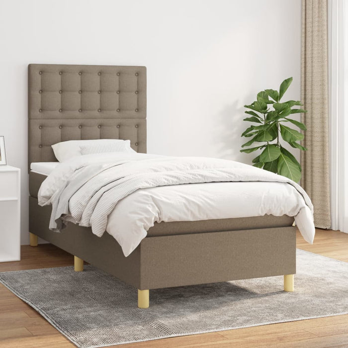 Pat box spring cu saltea, gri taupe, 100x200 cm, textil - WALTI WALTI