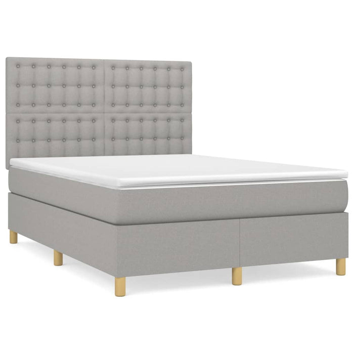 Pat box spring cu saltea, gri deschis, 140x190 cm, textil - WALTI WALTI