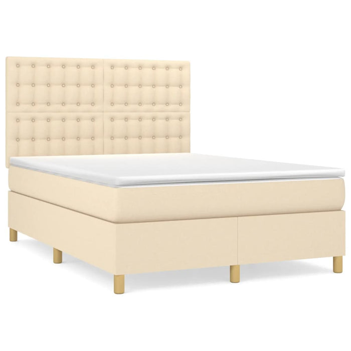 Pat continental cu saltea, crem, 140x200 cm, material textil - WALTI WALTI