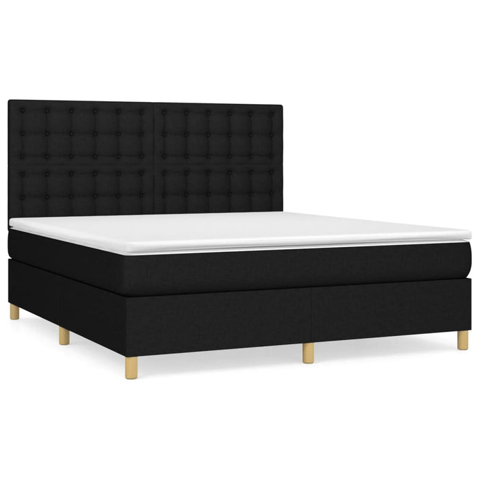 Pat box spring cu saltea, negru, 160x200 cm, textil - WALTI WALTI