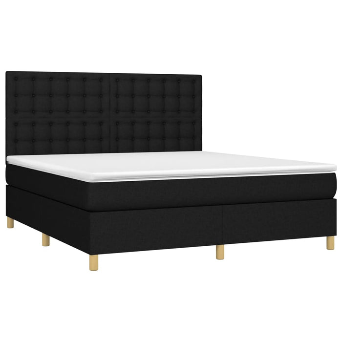 Pat box spring cu saltea, negru, 160x200 cm, textil - WALTI WALTI