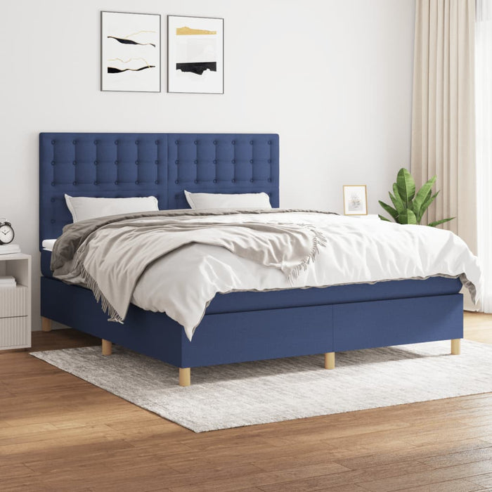 Pat continental cu saltea, albastru, 160x200cm, material textil - WALTI WALTI