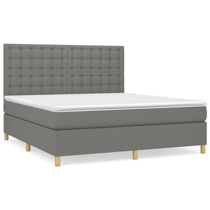 Pat box spring cu saltea, gri închis, 180x200 cm, textil - WALTI WALTI
