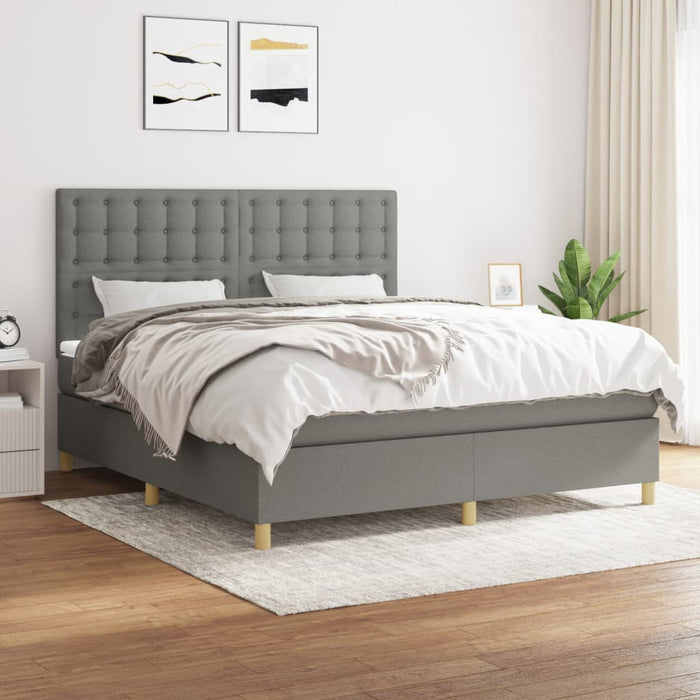 Pat box spring cu saltea, gri închis, 180x200 cm, textil - WALTI WALTI