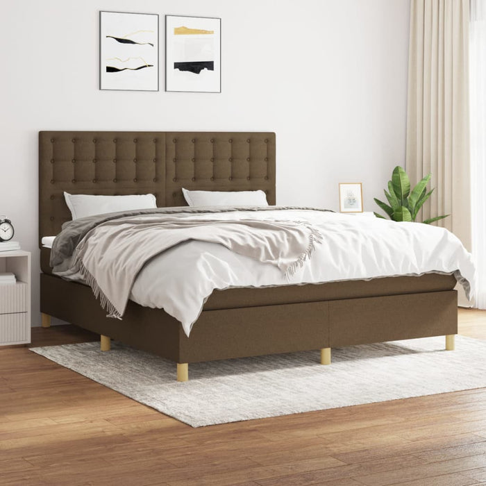 Pat continental cu saltea maro închis 180x200cm material textil - WALTI WALTI