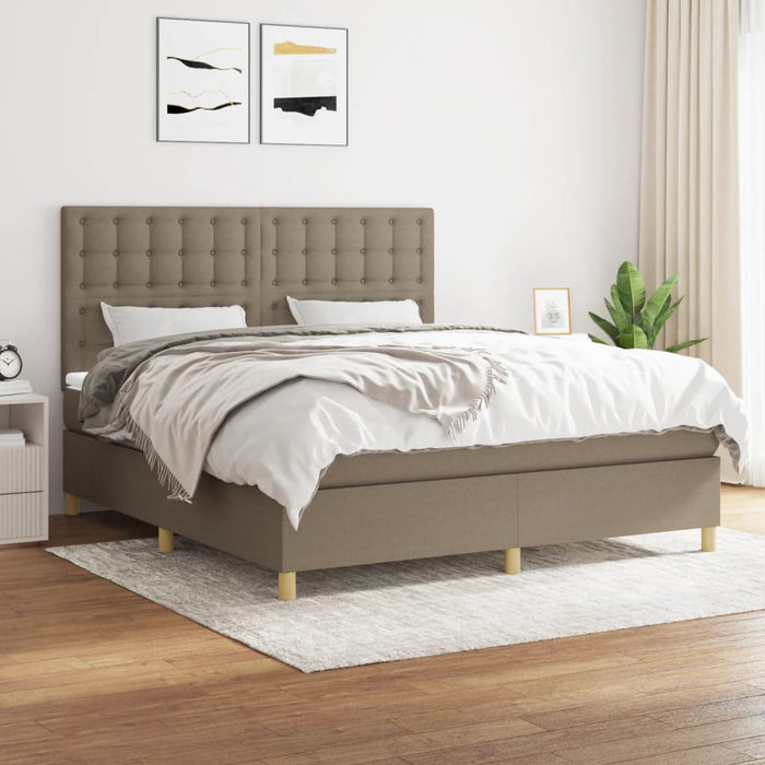 Pat continental cu saltea, gri taupe, 180x200 cm, textil - WALTI WALTI