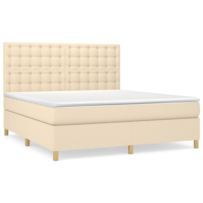 Pat continental cu saltea, crem, 180x200 cm, textil WALTI